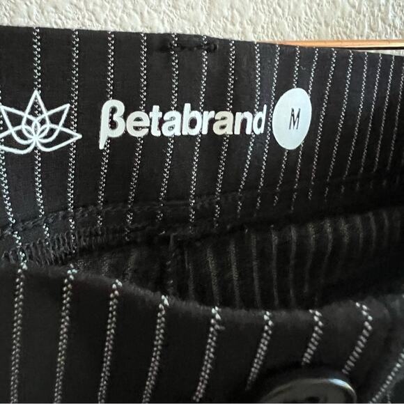 Betabrand Dress Pant Yoga Pants Vertical Stripe Black and Gray M - Picture 3 of 9